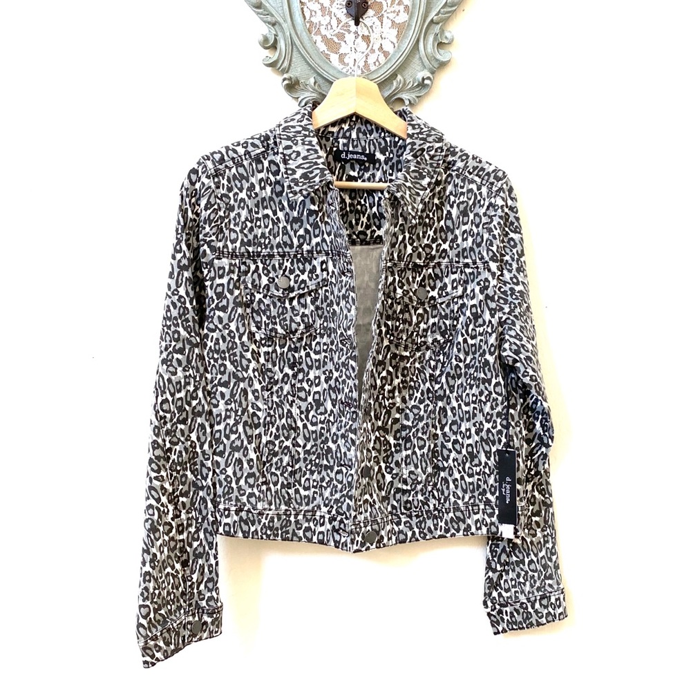 d. jeans Black and White Leopard Print Jean Jacket